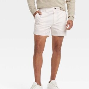 Goodfellow Men's Cream Flat Front 5” The Every Where Shorts